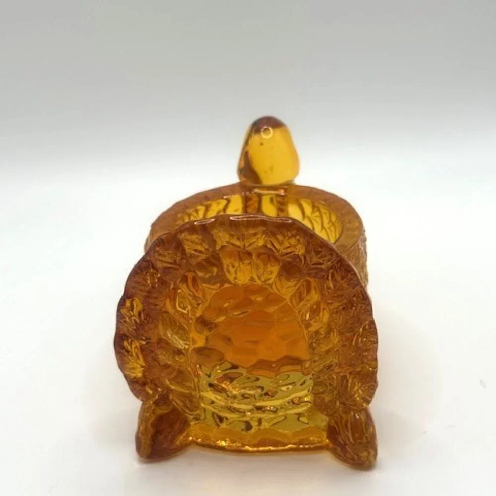 Pressed Glass Amber Turkey Votive